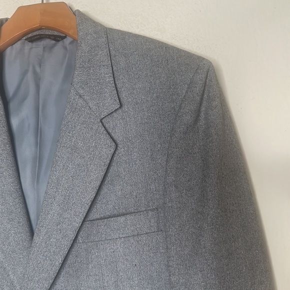 VTG Australia 100% Wool Eagles Clothes Two Button Blazer Chevron Gray Large - Picture 6 of 13